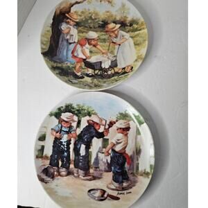 VTG Jeanne Down's Friends "A Coat of Paint"  "Office Hours" collector plates COA